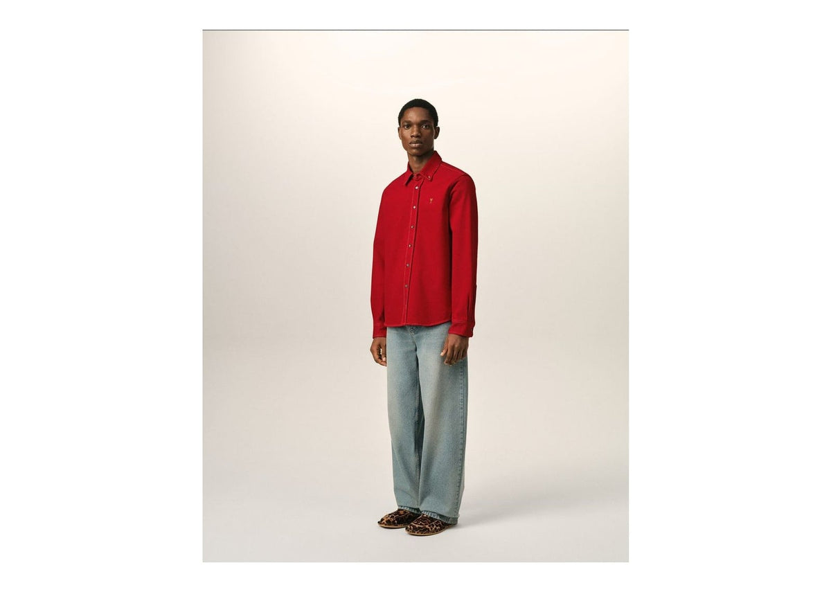 Ami Paris Ami De Coeur Cotton Shirt Ruby Red