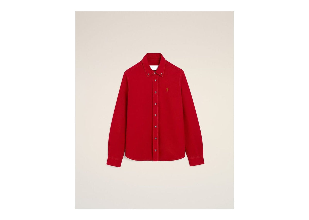 Ami Paris Ami De Coeur Cotton Shirt Ruby Red