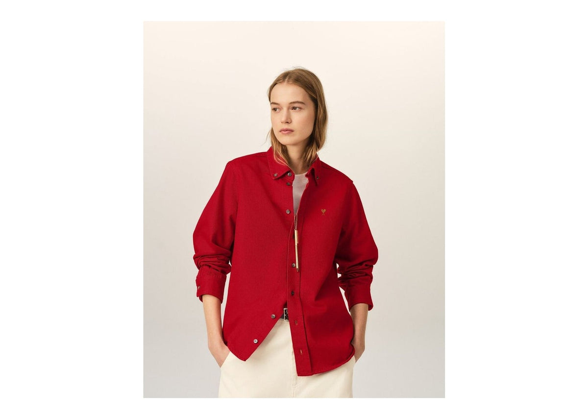 Ami Paris Ami De Coeur Cotton Shirt Ruby Red