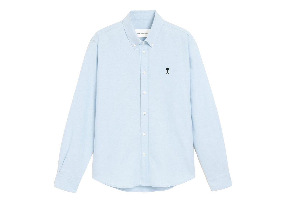 Ami Paris Ami De Coeur Cotton Shirt Sky Blue