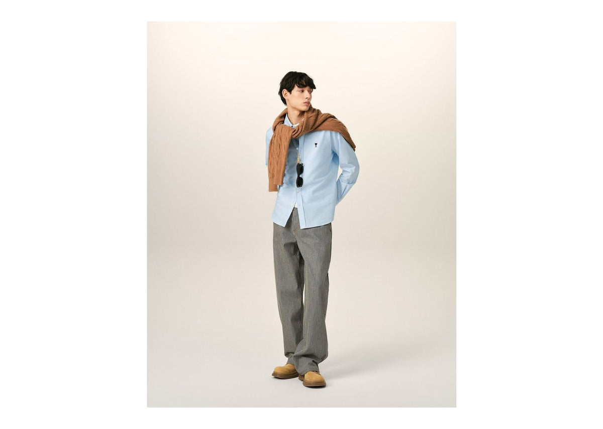 Ami Paris Ami De Coeur Cotton Shirt Sky Blue
