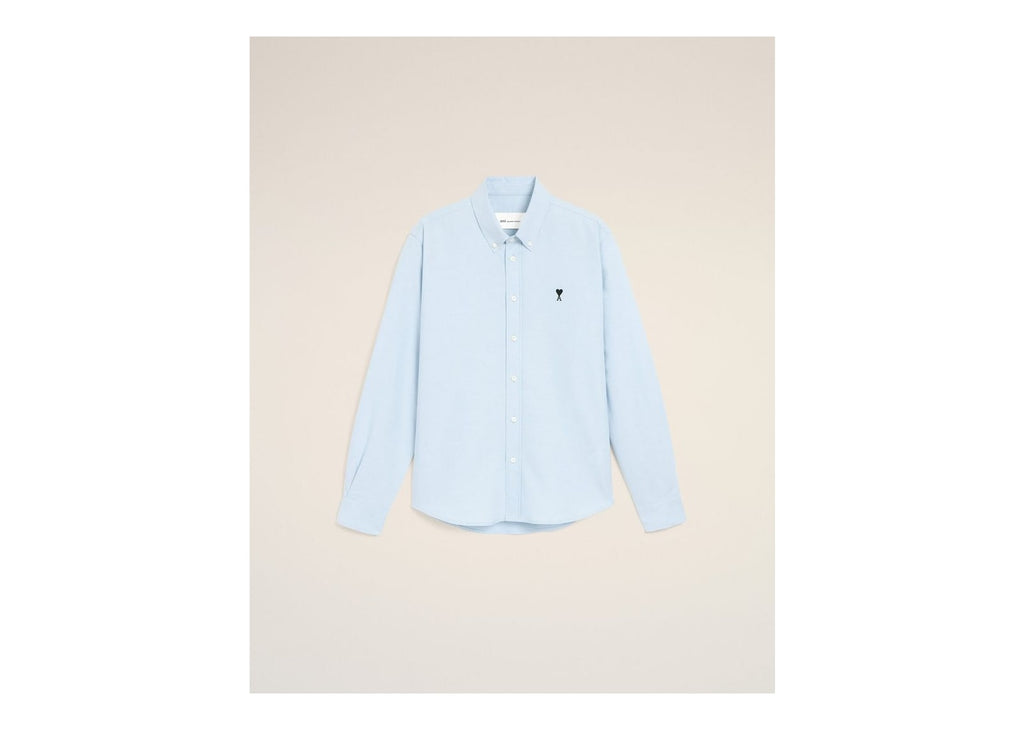 Ami Paris Ami De Coeur Cotton Shirt Sky Blue
