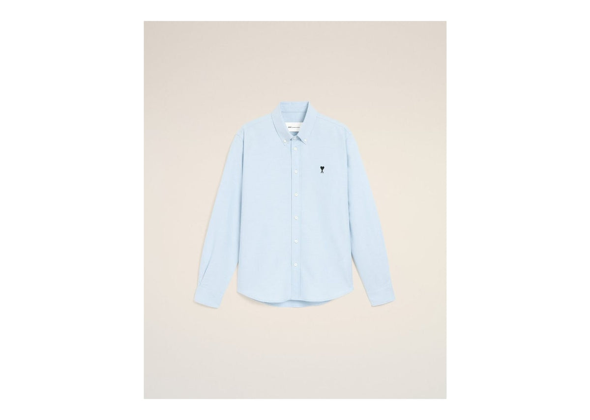 Ami Paris Ami De Coeur Cotton Shirt Sky Blue