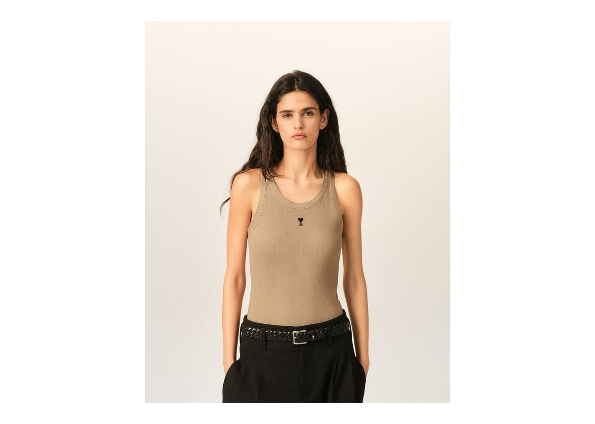 Ami Paris Ami De Coeur Cotton Tank Top Mastic Beige/Black (W)