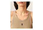 Ami Paris Ami De Coeur Cotton Tank Top Mastic Beige/Black (W)