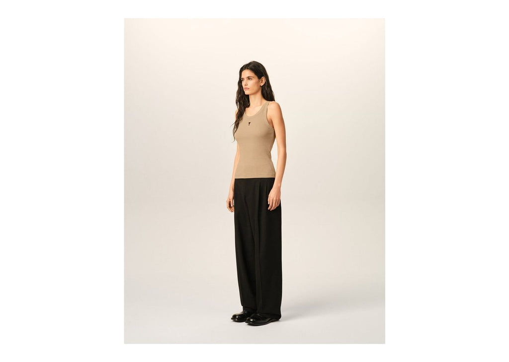 Ami Paris Ami De Coeur Cotton Tank Top Mastic Beige/Black (W)