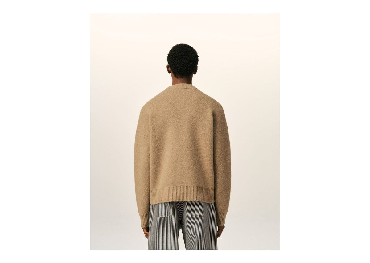 Ami Paris Ami De Coeur Crewneck Alpaca Sweater Mastic Beige/Ecru