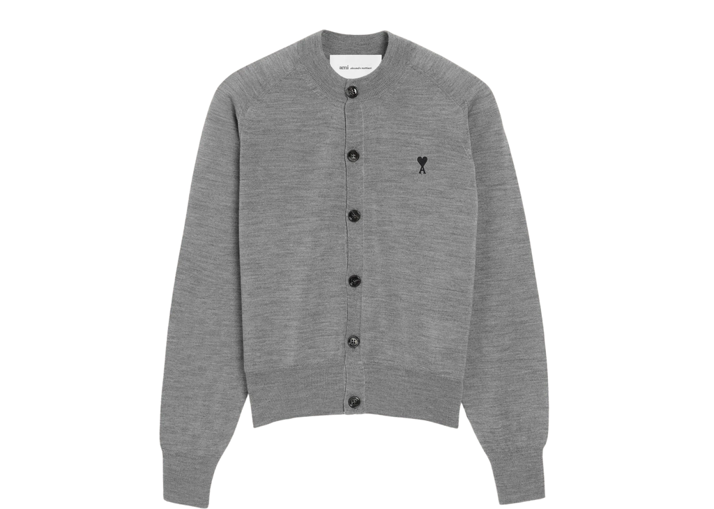 Ami Paris Ami De Coeur Crewneck Cardigan Grey