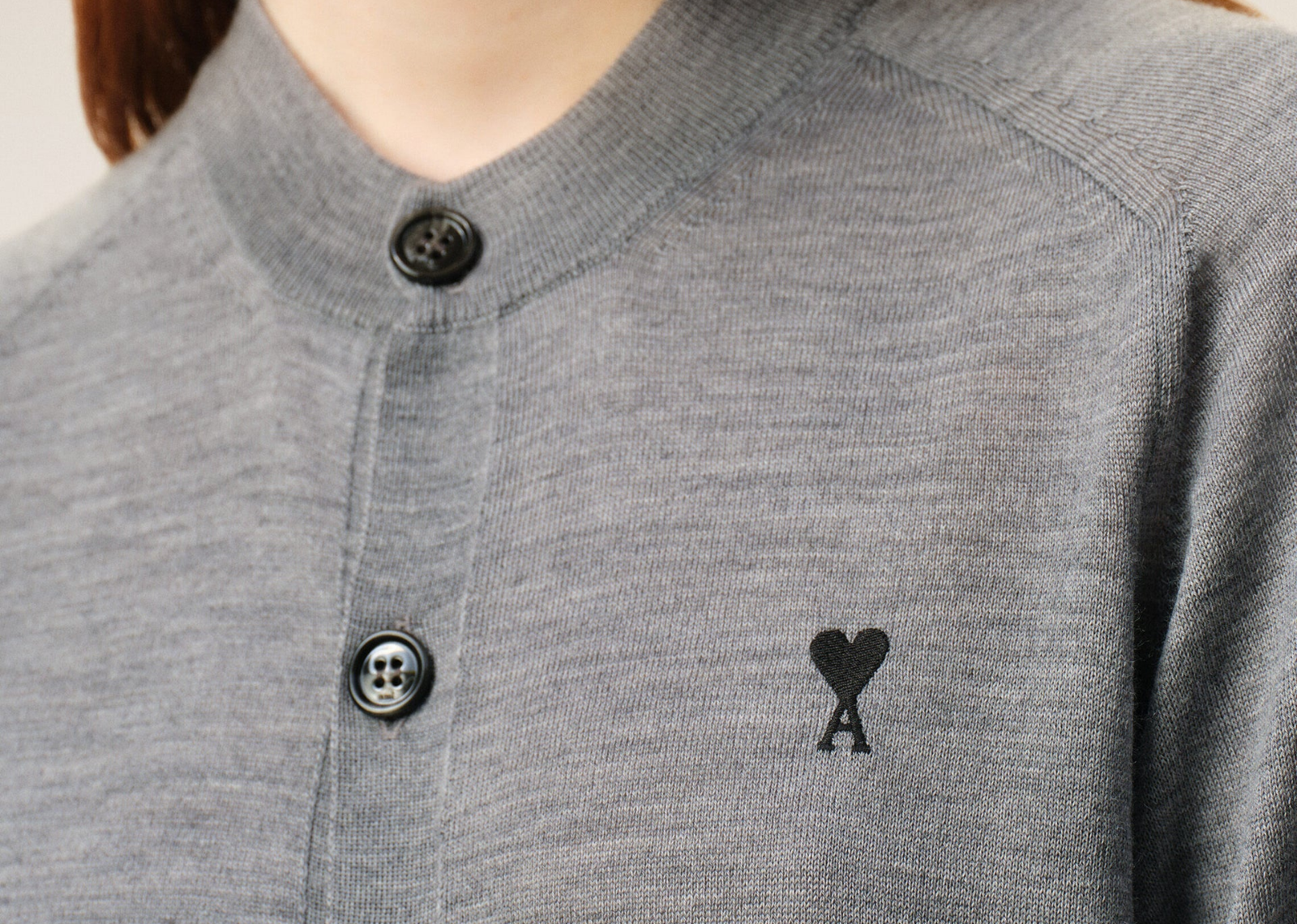 Ami Paris Ami De Coeur Crewneck Cardigan Grey