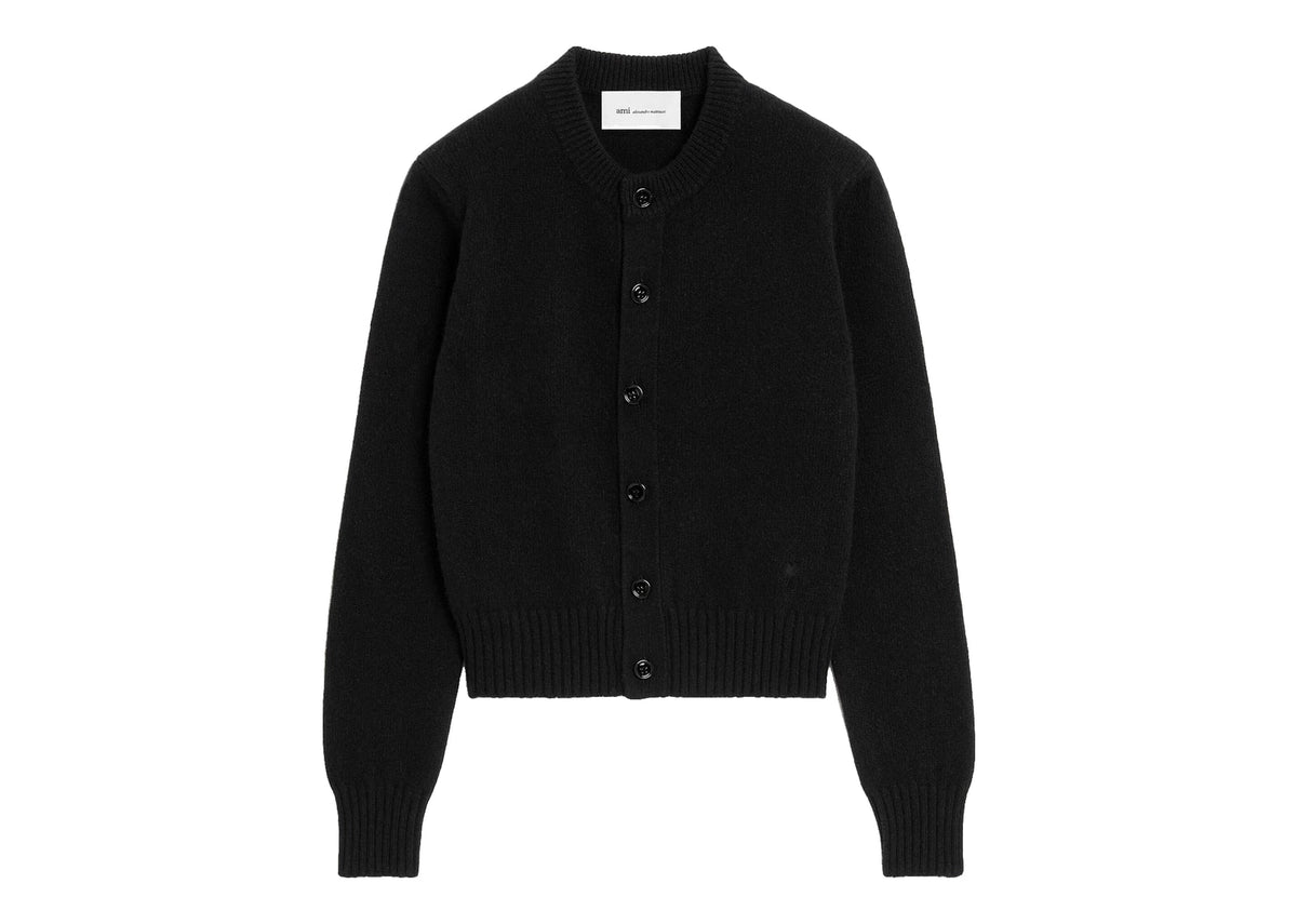 Ami Paris Ami De Coeur Crewneck Cashmere Cardigan Black (W)