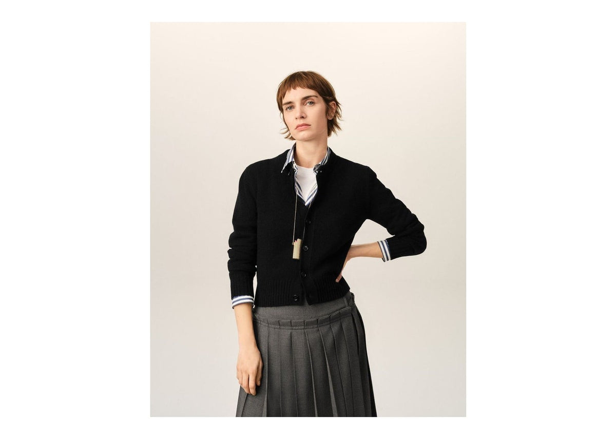 Ami Paris Ami De Coeur Crewneck Cashmere Cardigan Black (W)