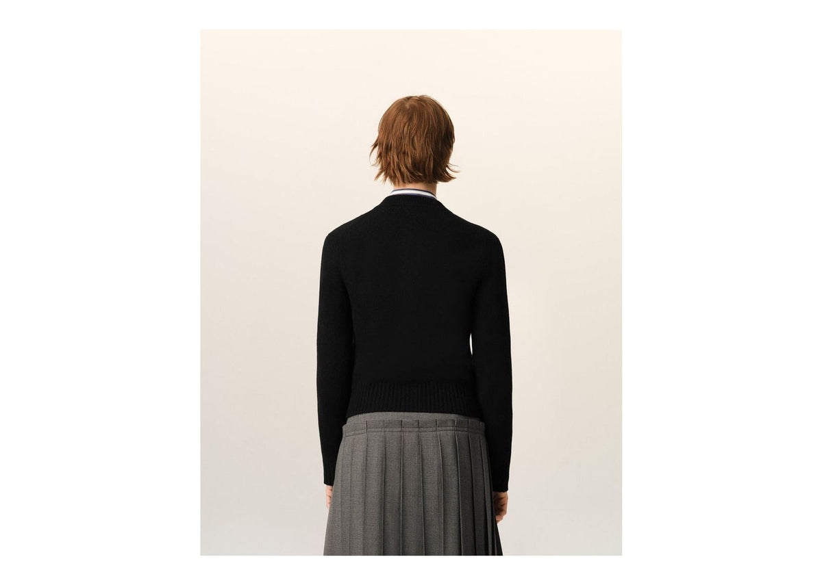 Ami Paris Ami De Coeur Crewneck Cashmere Cardigan Black (W)