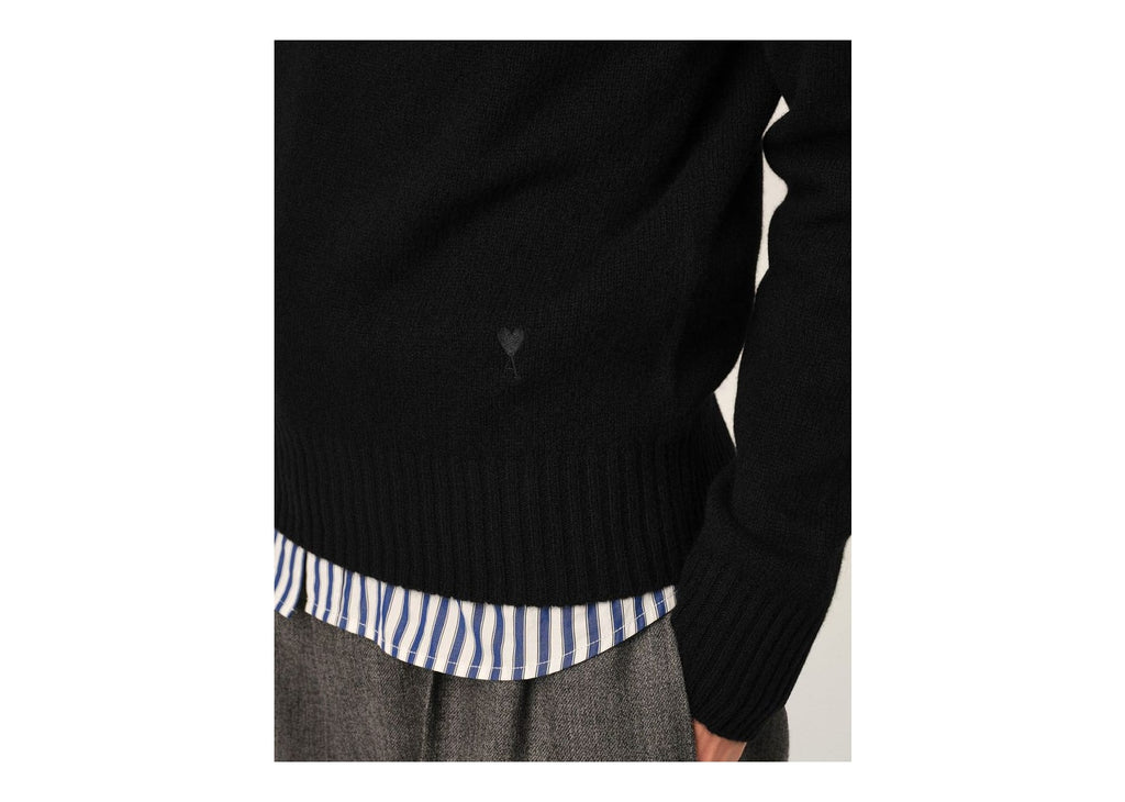 Ami Paris Ami De Coeur Crewneck Cashmere Sweater Black