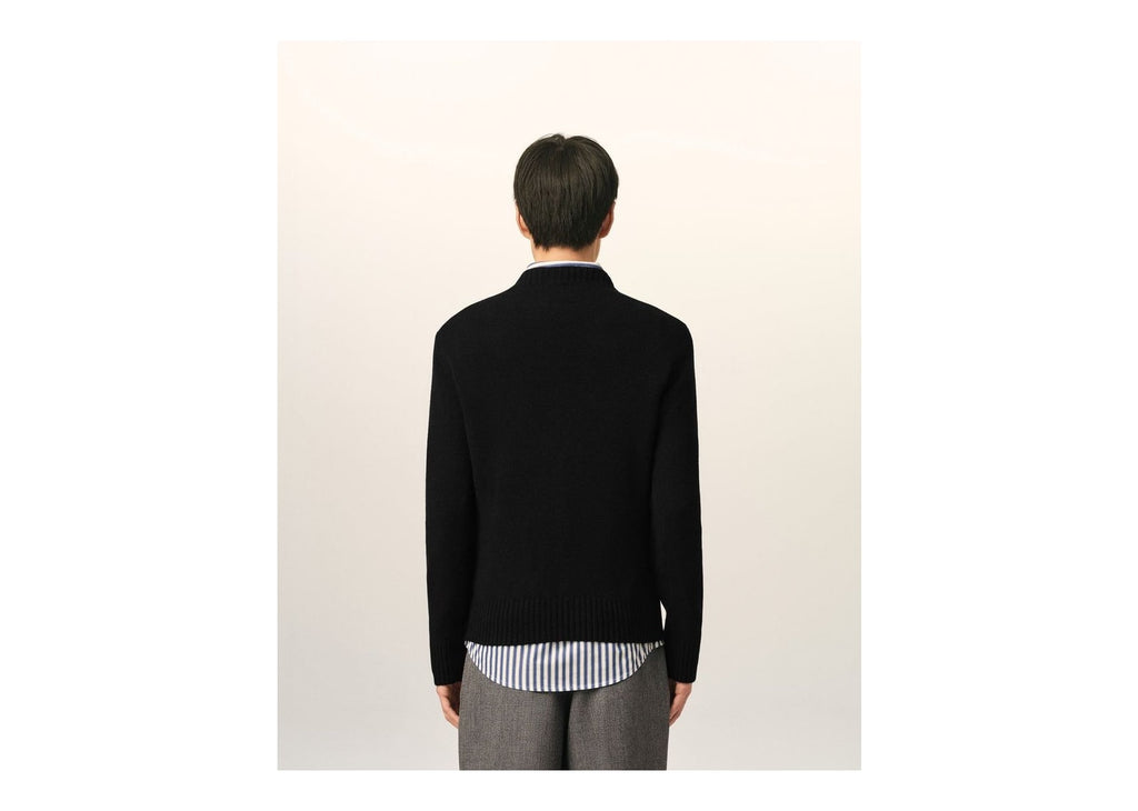 Ami Paris Ami De Coeur Crewneck Cashmere Sweater Black