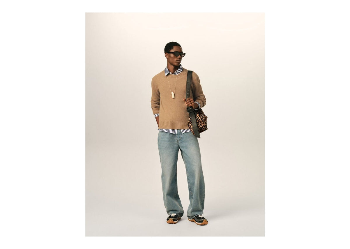 Ami Paris Ami De Coeur Crewneck Cashmere Sweater Camel