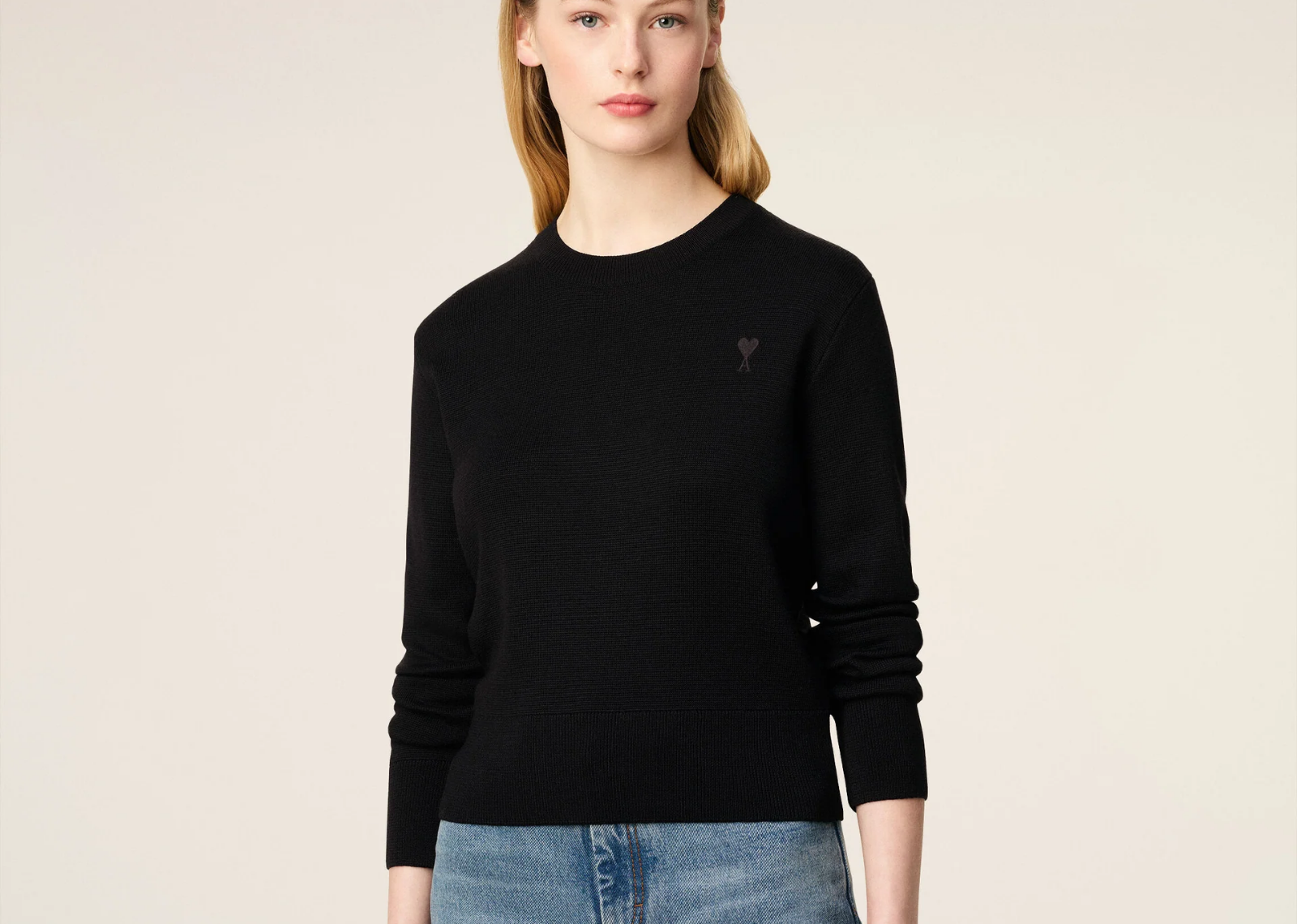 Ami Paris Ami De Coeur Crewneck Sweater Black