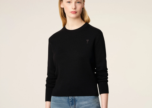 Ami Paris Ami De Coeur Crewneck Sweater Black