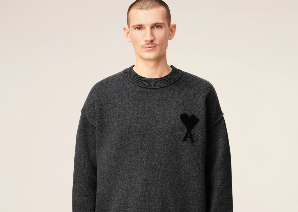 Ami Paris Ami De Coeur Crewneck Sweater Grey