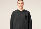 Ami Paris Ami De Coeur Crewneck Sweater Grey