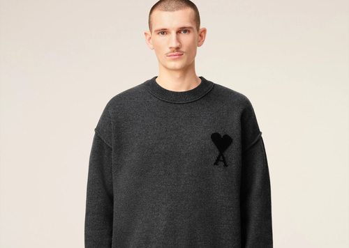 Ami Paris Ami De Coeur Crewneck Sweater Grey
