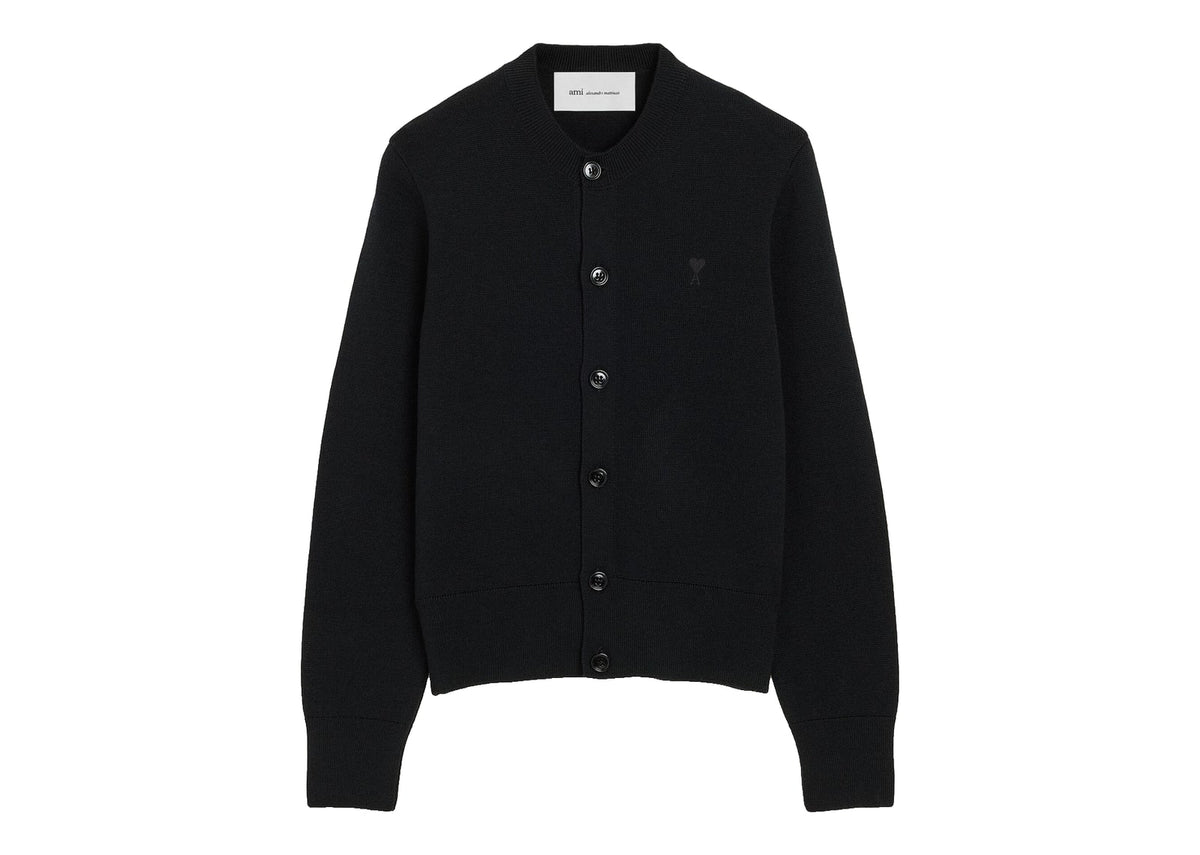 Ami Paris Ami De Coeur Crewneck Wool Cardigan Black/Black (W)