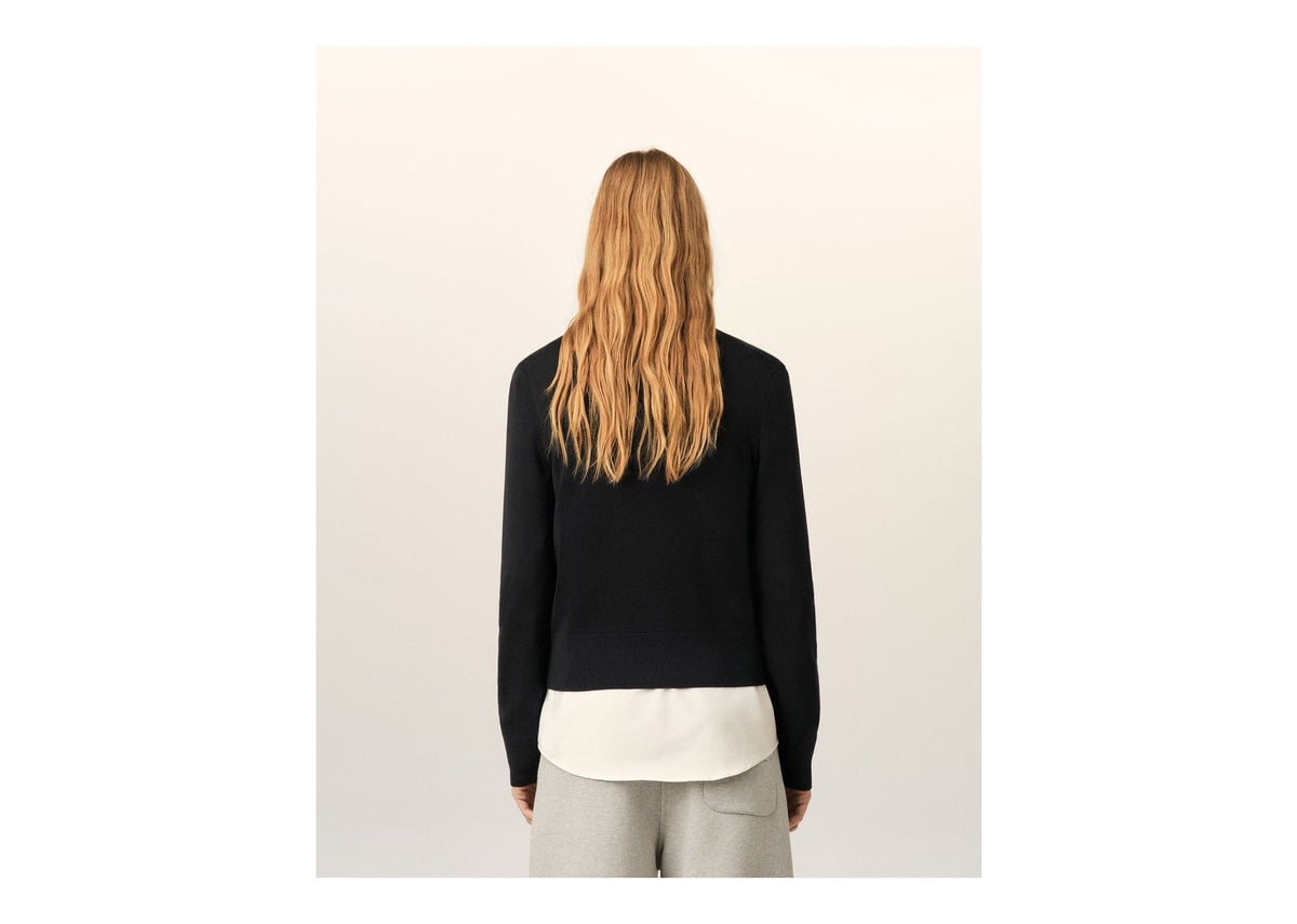 Ami Paris Ami De Coeur Crewneck Wool Cardigan Black/Black (W)