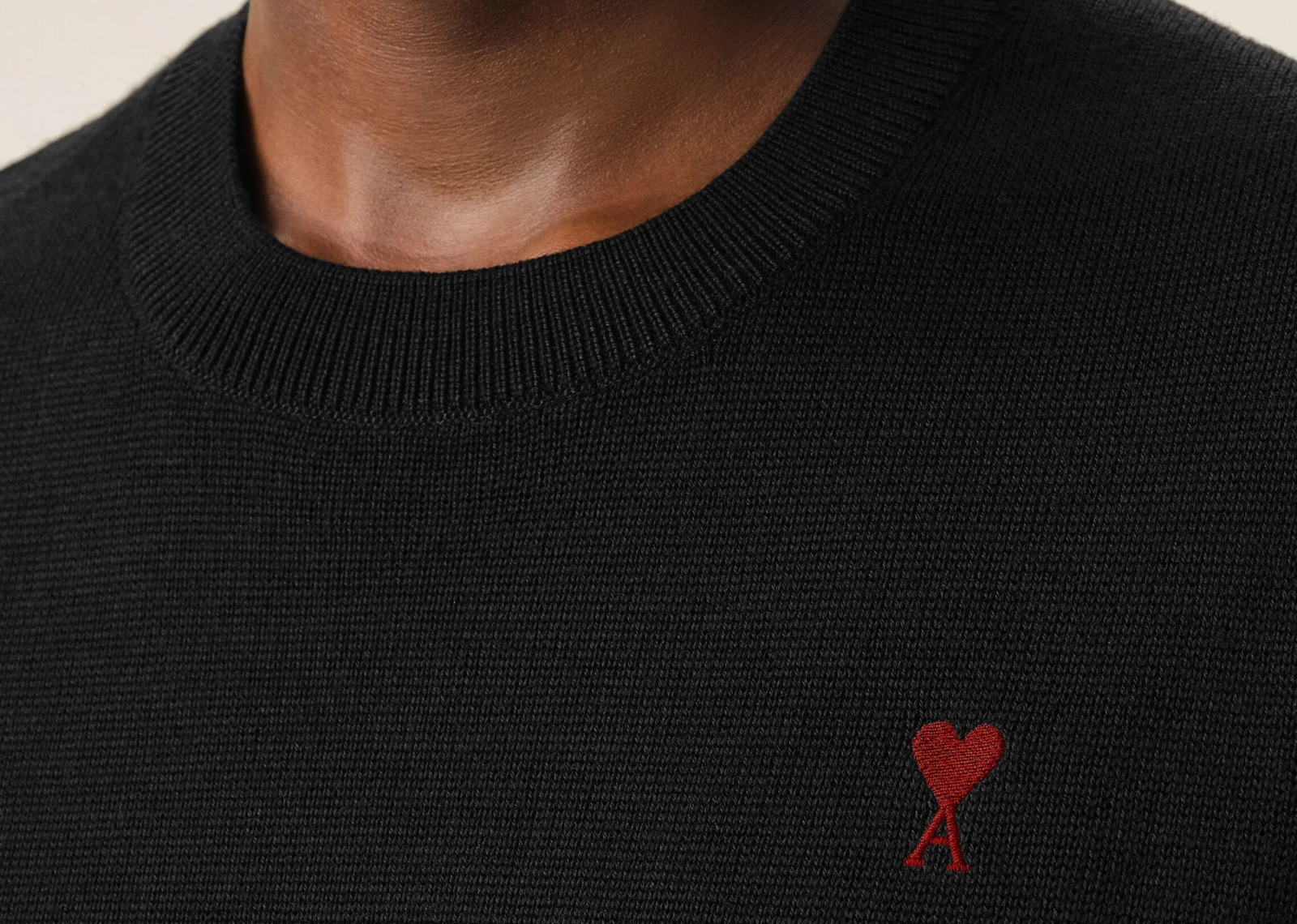 Ami Paris Ami De Coeur Crewneck Wool Sweater Black