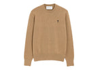 Ami Paris Ami De Coeur Crewneck Wool Sweater Camel Chine/Black