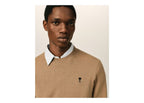 Ami Paris Ami De Coeur Crewneck Wool Sweater Camel Chine/Black