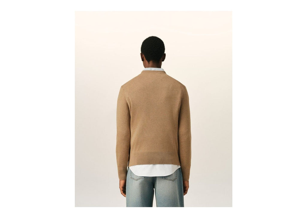Ami Paris Ami De Coeur Crewneck Wool Sweater Camel Chine/Black