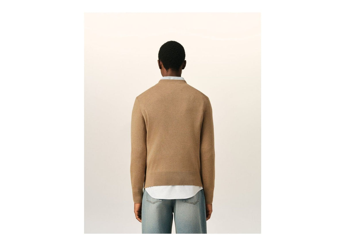 Ami Paris Ami De Coeur Crewneck Wool Sweater Camel Chine/Black