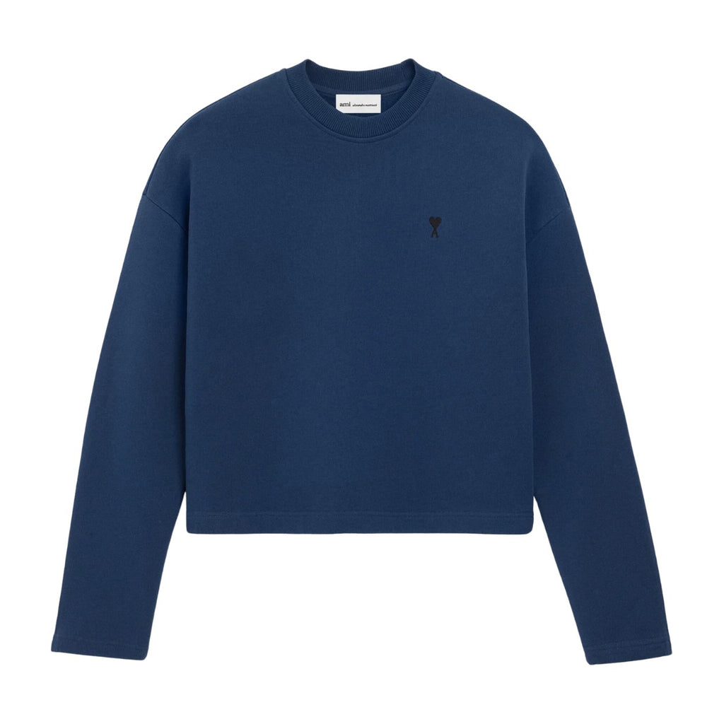 Ami Paris Ami De Coeur Cropped Sweatshirt Blue