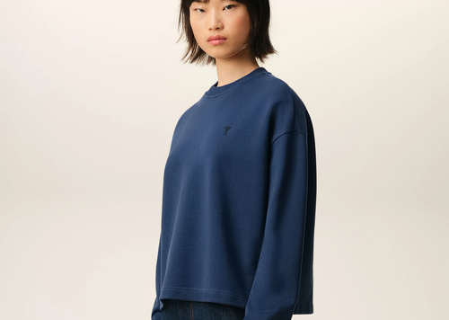 Ami Paris Ami De Coeur Cropped Sweatshirt Blue