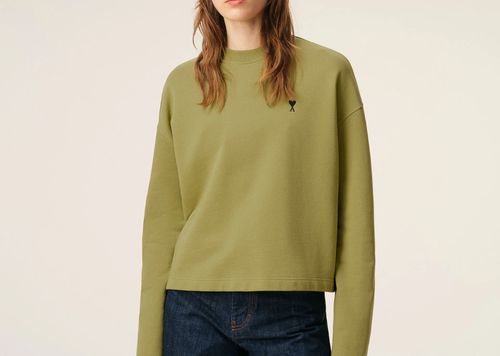 Ami Paris Ami De Coeur Cropped Sweatshirt Green