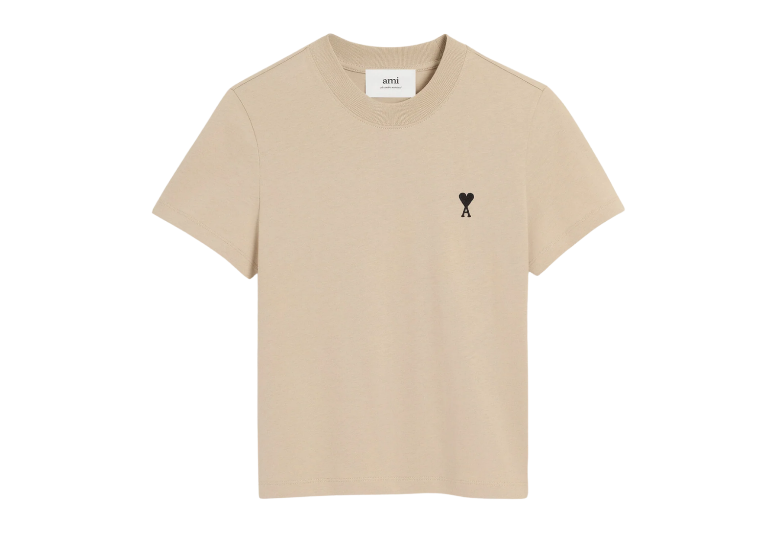 Ami Paris Ami De Coeur Cropped T-Shirt Beige