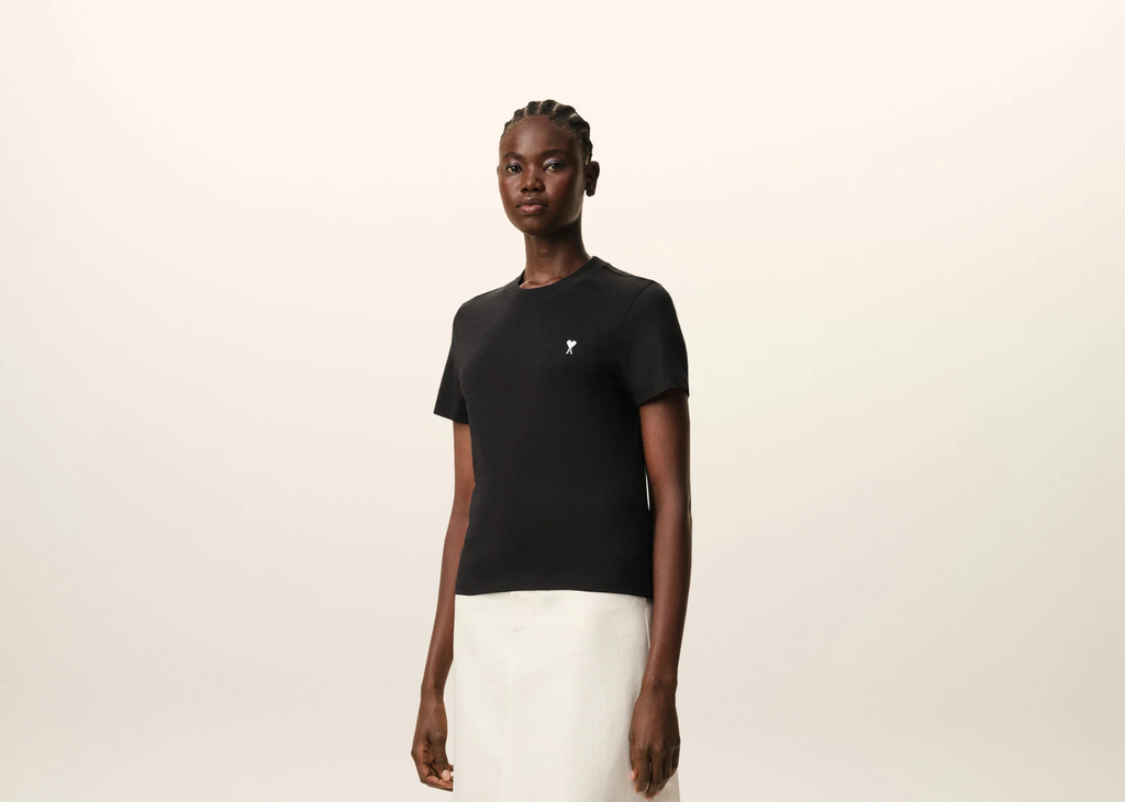 Ami Paris Ami De Coeur Cropped T-Shirt Black