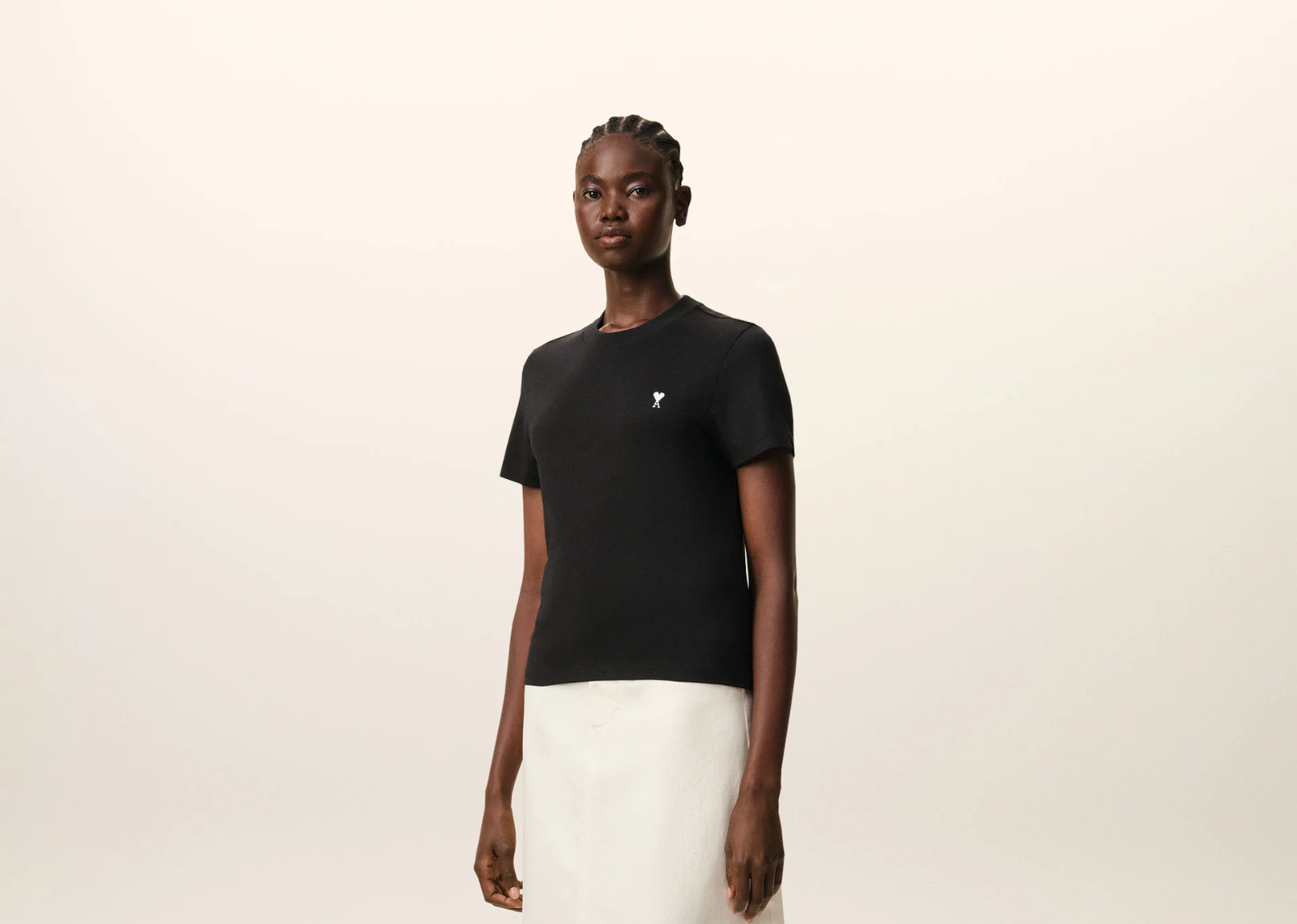 Ami Paris Ami De Coeur Cropped T-Shirt Black
