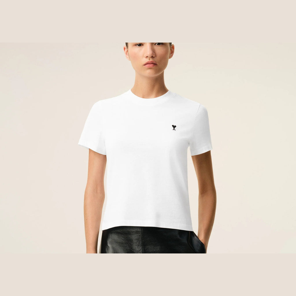 Ami Paris Ami De Coeur Cropped T-Shirt White
