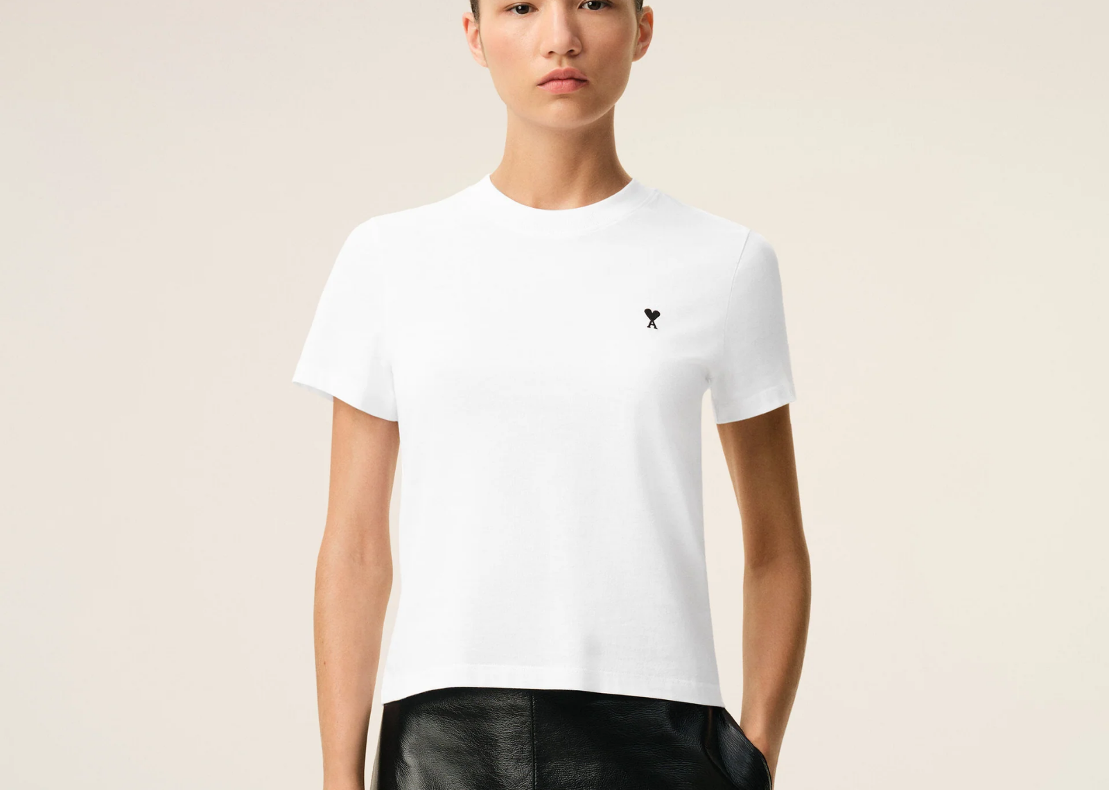 Ami Paris Ami De Coeur Cropped T-Shirt White