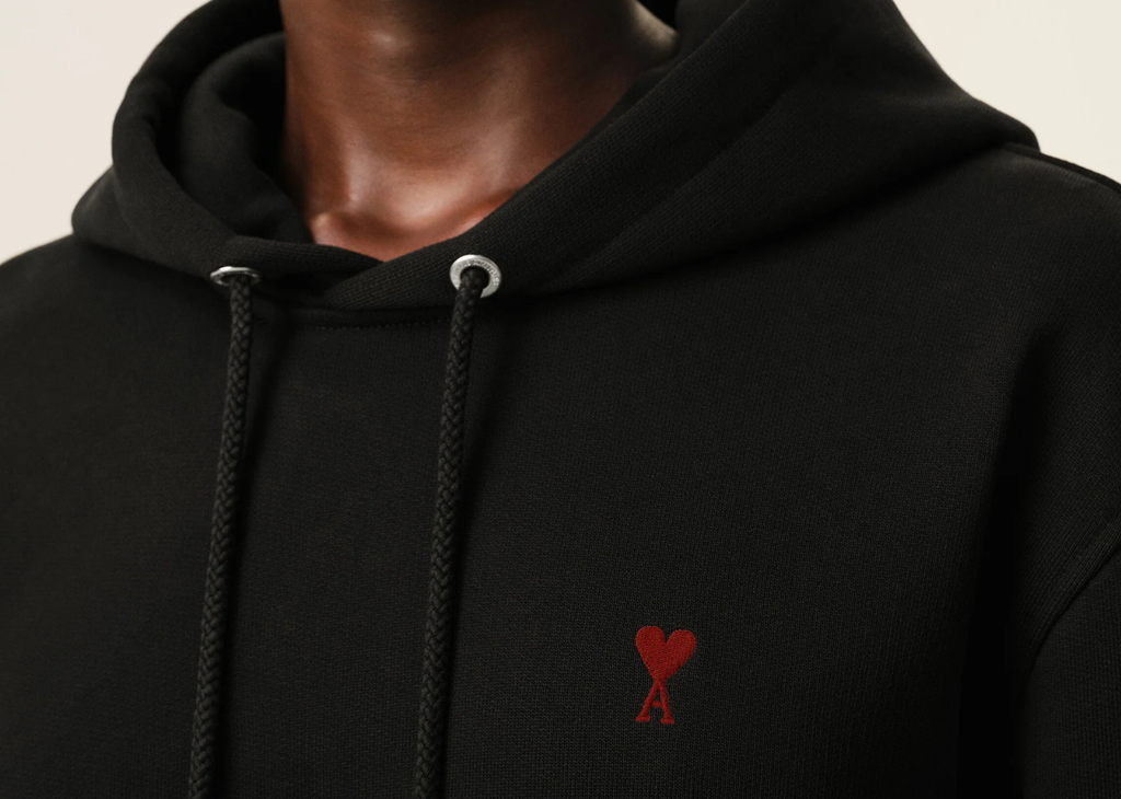 Ami Paris Ami De Coeur Hoodie Black Red