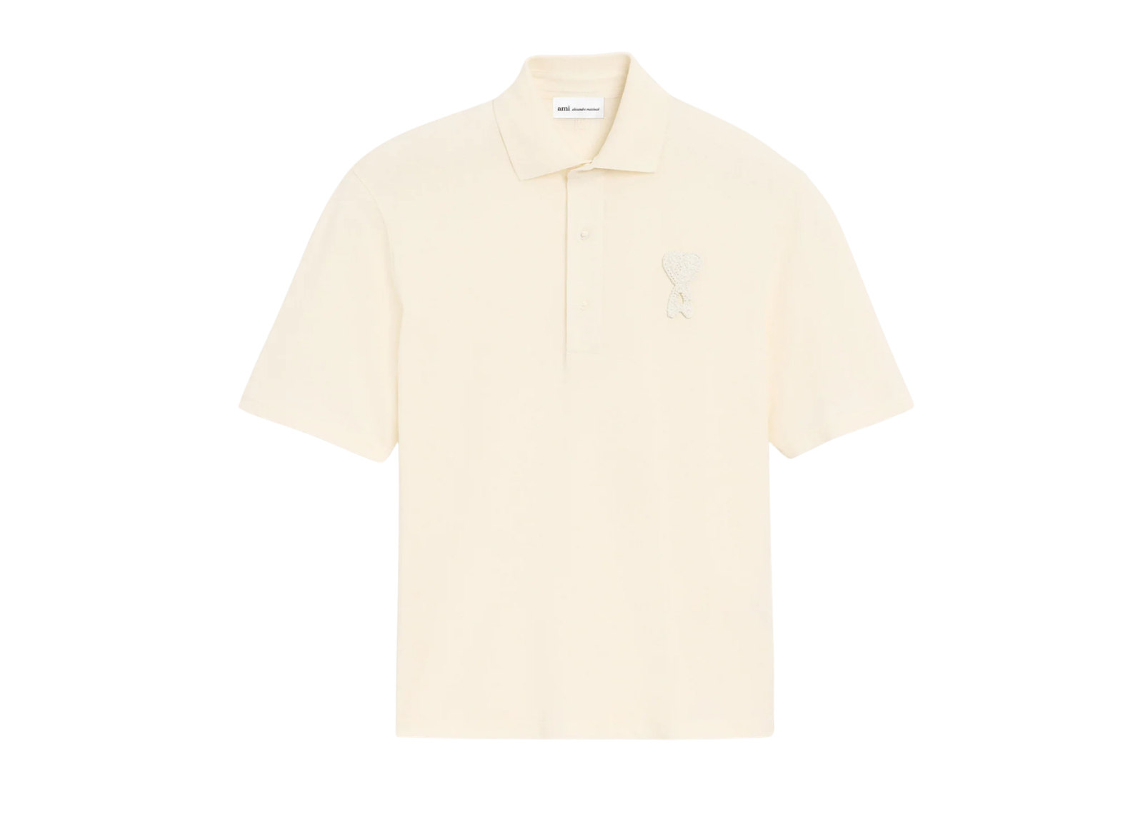 Ami Paris Ami De Coeur Knitted Patch Polo White