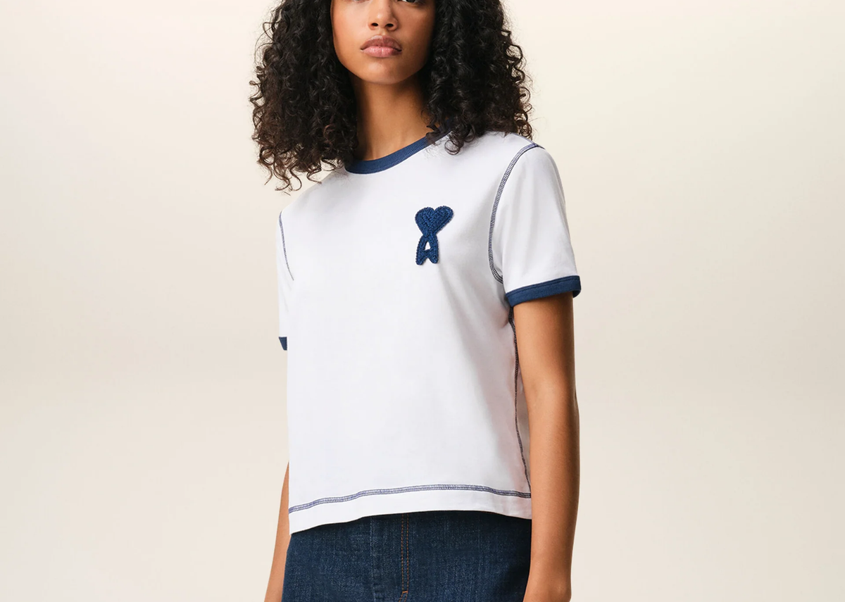 Ami Paris Ami De Coeur Knitted Patch T-Shirt White