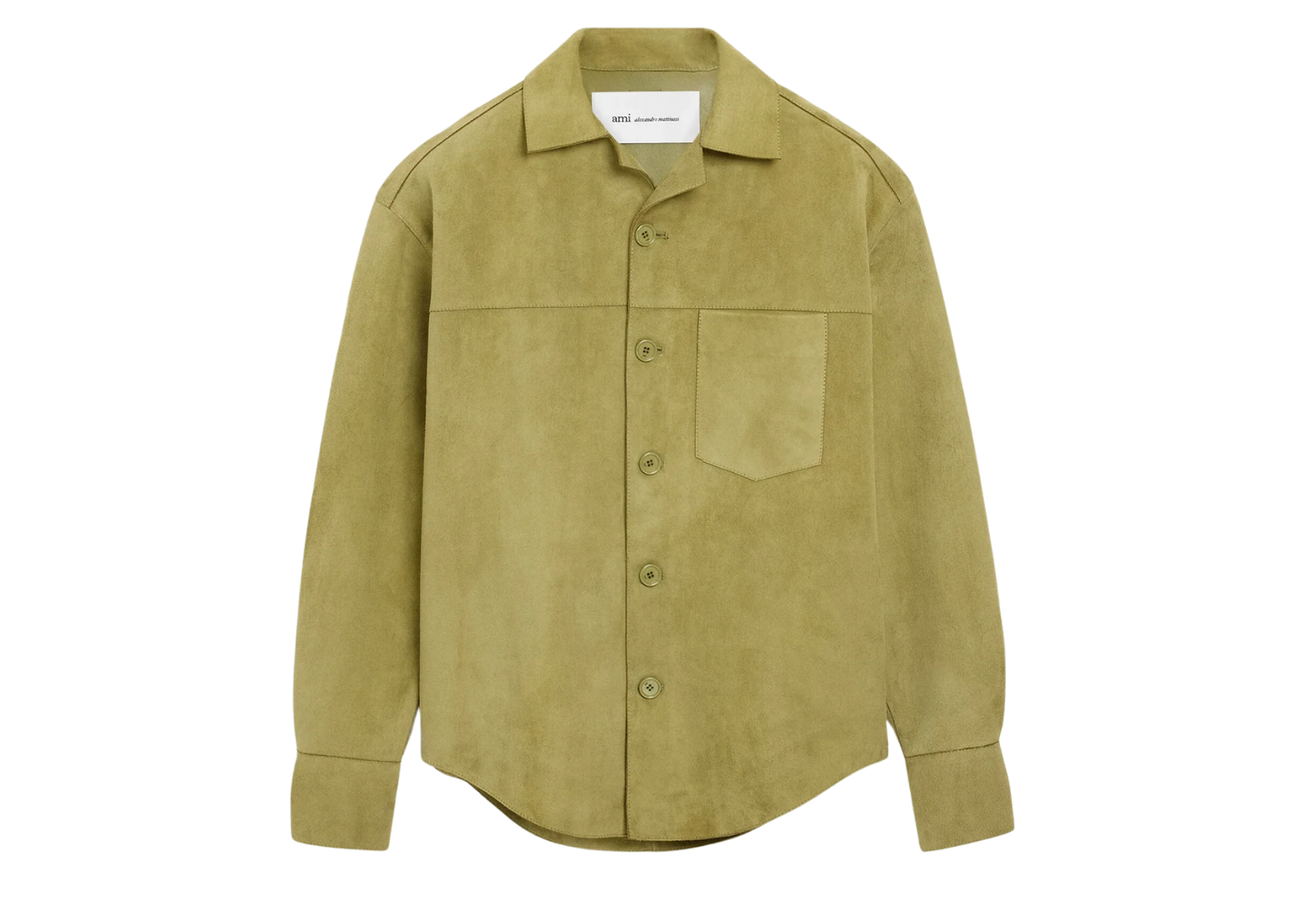 Ami Paris Ami De Coeur Leather Overshirt Green