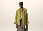Ami Paris Ami De Coeur Leather Overshirt Green