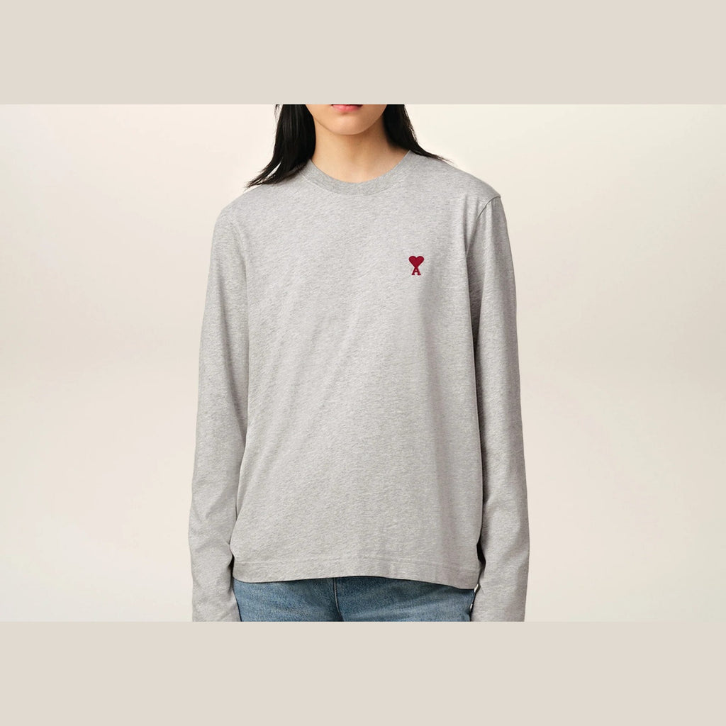Ami Paris Ami De Coeur Long Sleeve T-Shirt Grey