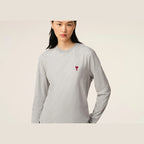 Ami Paris Ami De Coeur Long Sleeve T-Shirt Grey