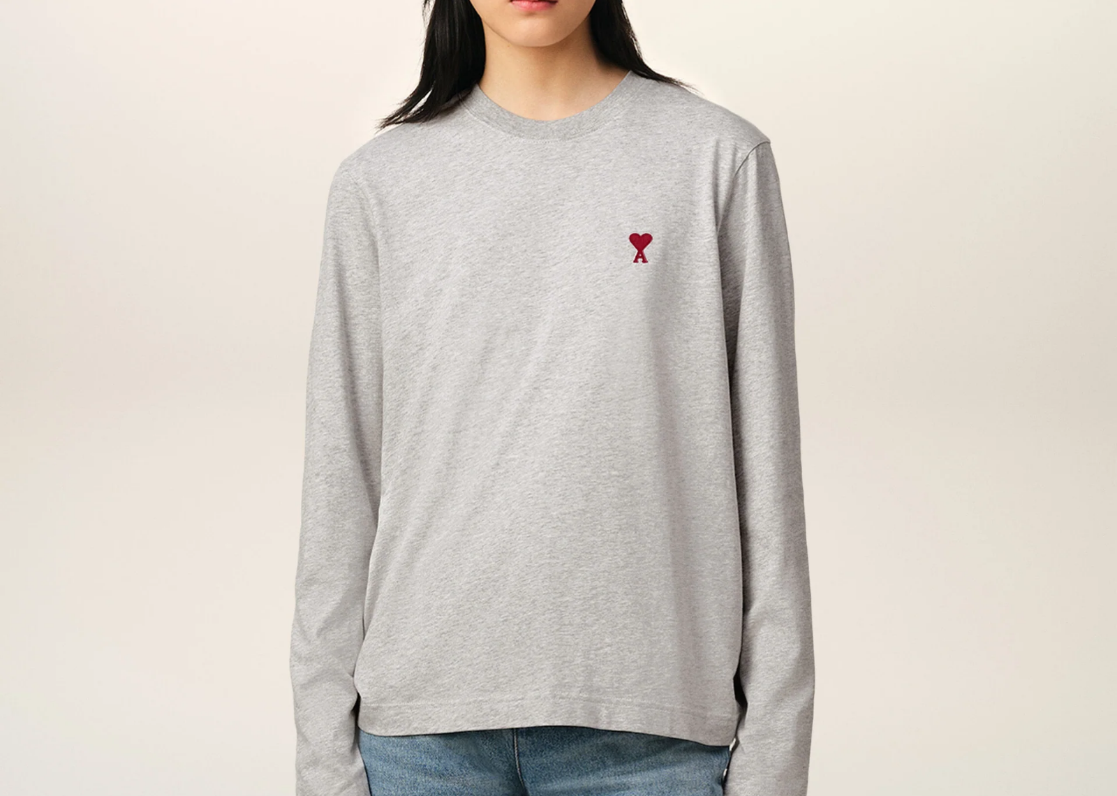 Ami Paris Ami De Coeur Long Sleeve T-Shirt Grey