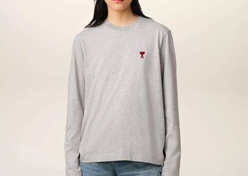 Ami Paris Ami De Coeur Long Sleeve T-Shirt Grey