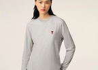 Ami Paris Ami De Coeur Long Sleeve T-Shirt Grey