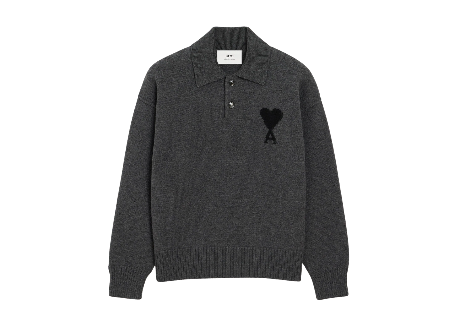 Ami Paris Ami De Coeur Polo Grey Red
